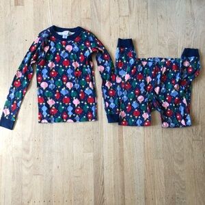 Hanna Andersson Kids Pajama Set - Blue with Colorful Ornaments